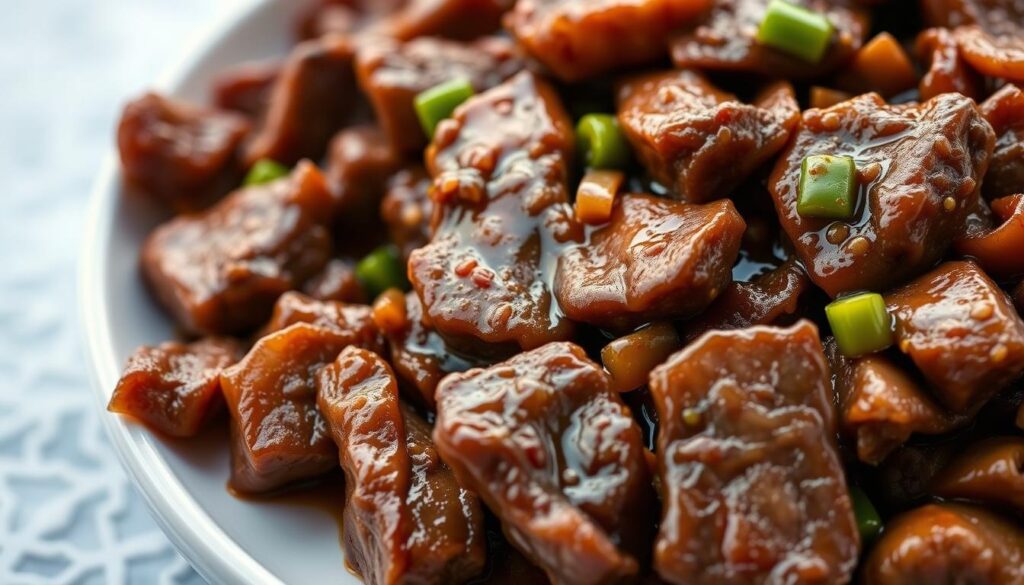 A close-up, high-resolution photograph of a plate of Mongolian beef. The beef should be tender, juicy, and cooked to perfection, with a rich, savory sauce glazed over the top. The dish is set against a clean, minimalist background, with a soft, natural lighting scheme that accentuates the textures and colors of the food. The overall composition should be visually appealing and appetizing, conveying the essence of what Mongolian beef is - a delicious, authentic Asian dish. A close-up, high-resolution photograph of a plate of Mongolian beef. The beef should be tender, juicy, and cooked to perfection, with a rich, savory sauce glazed over the top. The dish is set against a clean, minimalist background, with a soft, natural lighting scheme that accentuates the textures and colors of the food. The overall composition should be visually appealing and appetizing, conveying the essence of what Mongolian beef is - a delicious, authentic Asian dish.