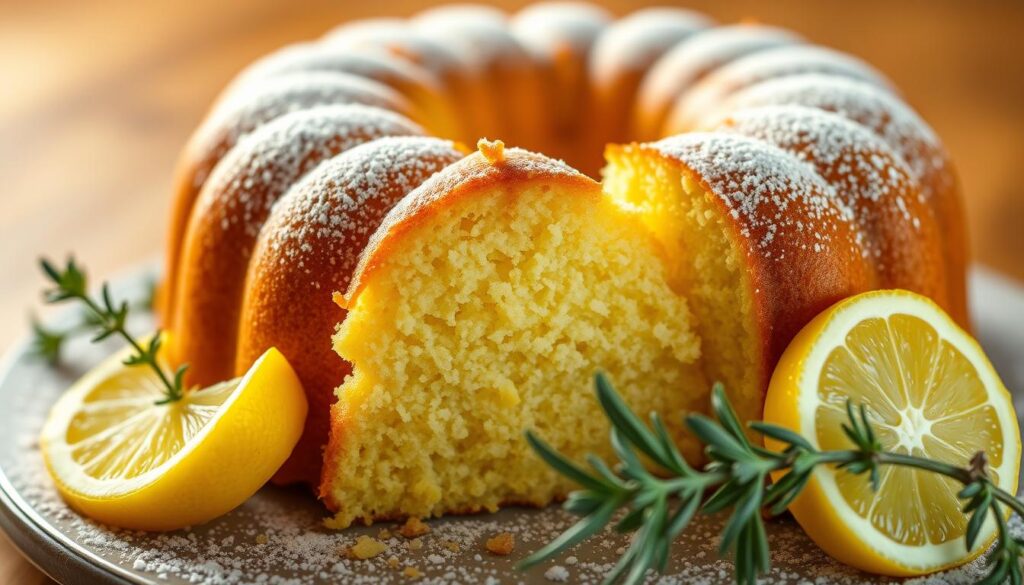 A delectable keto lemon pound cake, its golden crust gleaming under warm studio lighting. The cake's moist crumb, flecked with vibrant lemon zest, takes center stage, surrounded by a delicate arrangement of lemon slices, fresh sprigs of thyme, and a dusting of powdered erythritol. The composition is shot from a low angle, emphasizing the cake's rich, velvety texture and the sophisticated flavors that embody the essence of a keto-friendly dessert. A delectable keto lemon pound cake, its golden crust gleaming under warm studio lighting. The cake's moist crumb, flecked with vibrant lemon zest, takes center stage, surrounded by a delicate arrangement of lemon slices, fresh sprigs of thyme, and a dusting of powdered erythritol. The composition is shot from a low angle, emphasizing the cake's rich, velvety texture and the sophisticated flavors that embody the essence of a keto-friendly dessert.