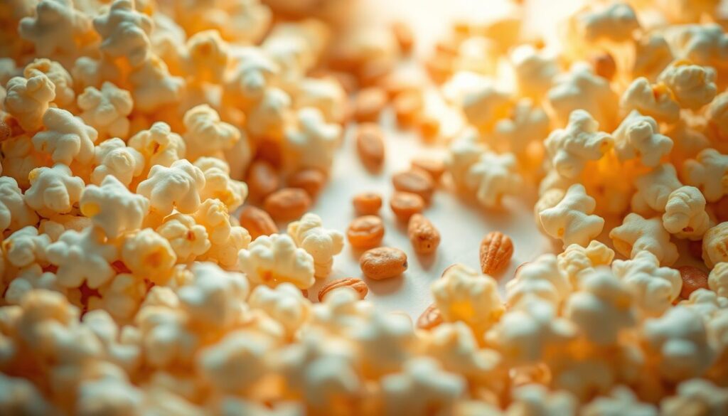 A vibrant and tantalizing arrangement of puffed corn snacks, artfully captured in a soft, natural light. The foreground features a mix of fluffy, golden puffcorn pieces, their airy texture and light-reflecting surfaces accentuated by the delicate illumination. In the middle ground, a scattering of crunchy, caramelized kernels adds depth and intrigue, while a subtle backdrop of lightly-colored, complementary surfaces creates a sense of warmth and balance. The overall composition conveys the perfect balance of sweet and salty, with a tempting, gourmet-inspired appeal that beckons the viewer to indulge. A vibrant and tantalizing arrangement of puffed corn snacks, artfully captured in a soft, natural light. The foreground features a mix of fluffy, golden puffcorn pieces, their airy texture and light-reflecting surfaces accentuated by the delicate illumination. In the middle ground, a scattering of crunchy, caramelized kernels adds depth and intrigue, while a subtle backdrop of lightly-colored, complementary surfaces creates a sense of warmth and balance. The overall composition conveys the perfect balance of sweet and salty, with a tempting, gourmet-inspired appeal that beckons the viewer to indulge.