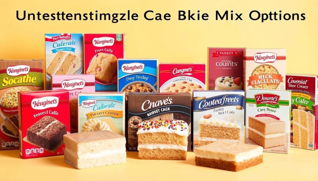 A visually appealing display of various boxed cake mix options, showcasing a diverse range of flavors and textures. The scene is captured in a warm, inviting light, with a focus on the vibrant packaging designs against a soft, pastel-toned background. The cakes are arranged in an aesthetically pleasing manner, with a sense of depth and dimension, drawing the viewer's attention to the different cake mix varieties. The composition emphasizes the versatility and convenience of these boxed cake mixes, reflecting the "Understanding Cake Mix Options" section of the article. A visually appealing display of various boxed cake mix options, showcasing a diverse range of flavors and textures. The scene is captured in a warm, inviting light, with a focus on the vibrant packaging designs against a soft, pastel-toned background. The cakes are arranged in an aesthetically pleasing manner, with a sense of depth and dimension, drawing the viewer's attention to the different cake mix varieties. The composition emphasizes the versatility and convenience of these boxed cake mixes, reflecting the "Understanding Cake Mix Options" section of the article.