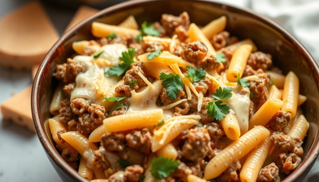 Beef and Cheddar Ranch Pasta