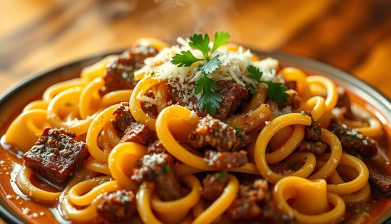 Creamy Beef and Bowtie Pasta