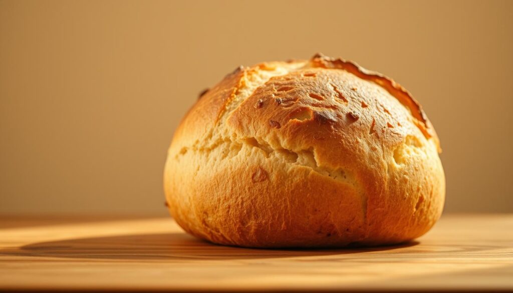 A crisp, golden-brown loaf of freshly baked homemade bread stands proudly in the foreground, its soft, pillowy crumb and delicate crust inviting a closer look. The bread is framed by a simple, uncluttered background, allowing the focus to remain on the baked goodness. Warm natural light gently filters in, casting a soft, welcoming glow and highlighting the bread's wholesome, rustic appeal. The scene evokes a sense of nourishment, simplicity, and the comforting aroma of a home-baked treat, perfectly capturing the essence of the "Introduction to Homemade Bread Baking" section. A crisp, golden-brown loaf of freshly baked homemade bread stands proudly in the foreground, its soft, pillowy crumb and delicate crust inviting a closer look. The bread is framed by a simple, uncluttered background, allowing the focus to remain on the baked goodness. Warm natural light gently filters in, casting a soft, welcoming glow and highlighting the bread's wholesome, rustic appeal. The scene evokes a sense of nourishment, simplicity, and the comforting aroma of a home-baked treat, perfectly capturing the essence of the "Introduction to Homemade Bread Baking" section.
