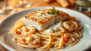 Salmon and Shrimp Alfredo