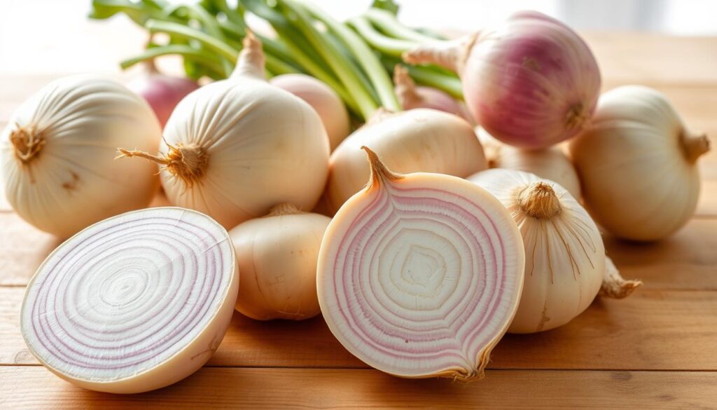 a detailed, high-resolution, photorealistic image of turnips on a wooden table, with natural lighting and a clean, bright background. the turnips should be prominently displayed, showcasing their distinct shape, texture, and color variations, ranging from creamy white to pale purple. the lighting should create a soft, warm glow, highlighting the intricate patterns and grooves on the turnip surfaces. the composition should be balanced, with the turnips arranged in an aesthetically pleasing manner, potentially with a few leaves or stems visible to provide context. the overall mood should convey the wholesome, earthy nature of this humble root vegetable. a detailed, high-resolution, photorealistic image of turnips on a wooden table, with natural lighting and a clean, bright background. the turnips should be prominently displayed, showcasing their distinct shape, texture, and color variations, ranging from creamy white to pale purple. the lighting should create a soft, warm glow, highlighting the intricate patterns and grooves on the turnip surfaces. the composition should be balanced, with the turnips arranged in an aesthetically pleasing manner, potentially with a few leaves or stems visible to provide context. the overall mood should convey the wholesome, earthy nature of this humble root vegetable.