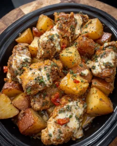 crockpot garlic parmesan chicken and potatoes