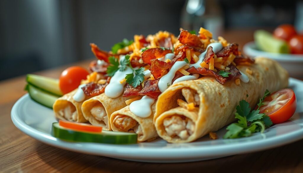 keto chicken bacon ranch taquitos