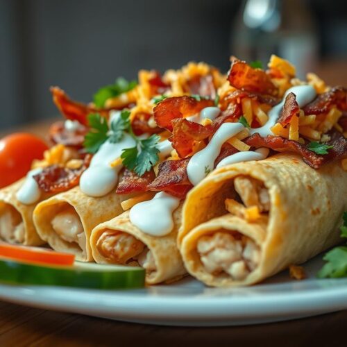 keto chicken bacon ranch taquitos