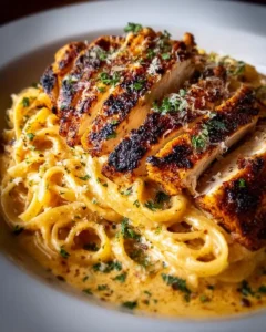 Cajun Chicken over Creamy Parmesan Linguine