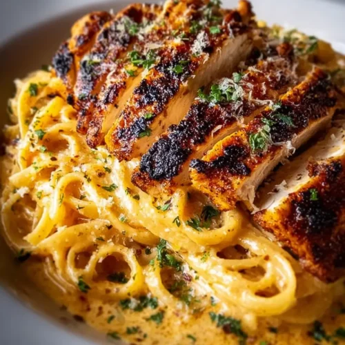Cajun Chicken over Creamy Parmesan Linguine