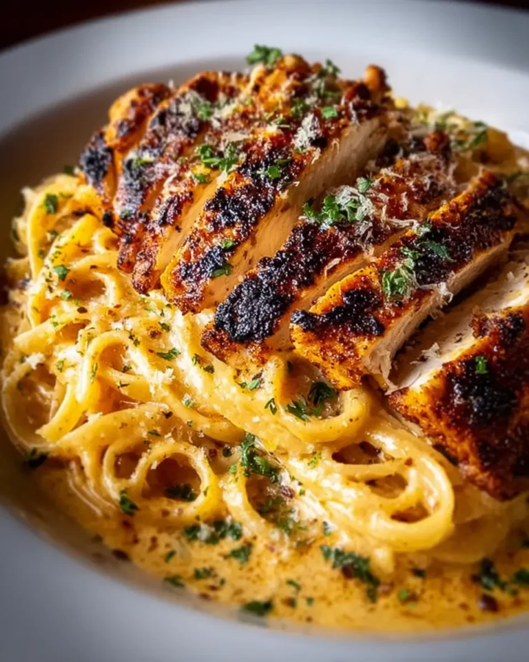 Cajun Chicken over Creamy Parmesan Linguine
