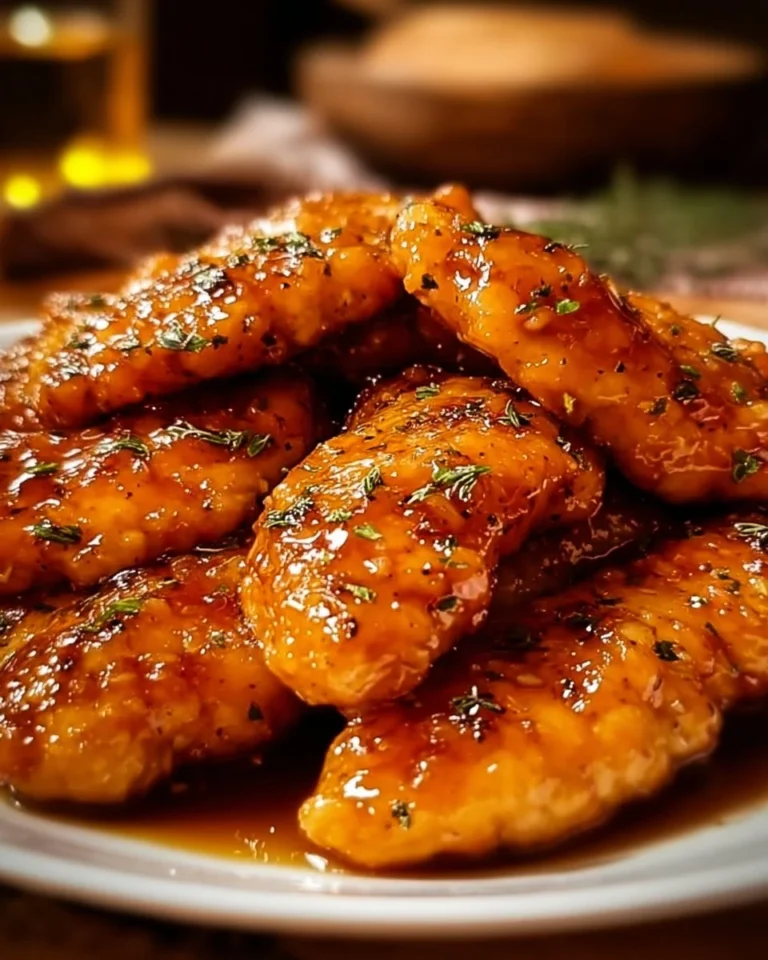 Air fryer honey butter garlic chicken tenders served on a plate