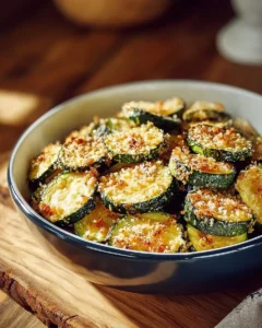 Air fryer zucchini with Parmesan cheese served on a plate