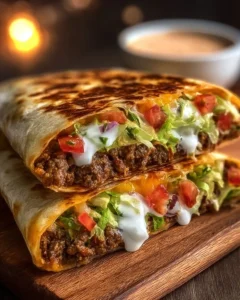 Homemade Copycat Crunchwrap Supreme served on a plate