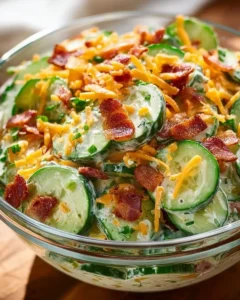 Cucumber Ranch Crack Salad served in a bowl with fresh vegetables.