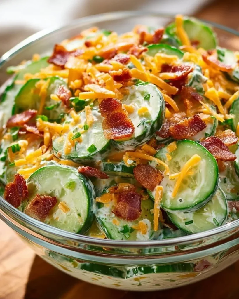 Cucumber Ranch Crack Salad served in a bowl with fresh vegetables.