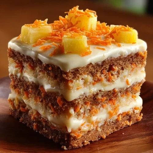 Delicious Hawaiian Carrot Pineapple Cake topped with cream cheese frosting