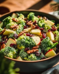 Honeycrisp apple broccoli salad with vibrant colors and fresh ingredients