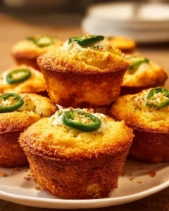 Freshly baked Jalapeño Cornbread Muffins with Cream Cheese Filling