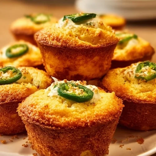 Freshly baked Jalapeño Cornbread Muffins with Cream Cheese Filling