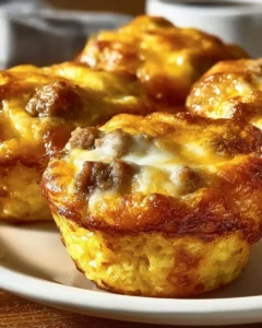 Delicious Sausage, Egg, and Cheese Bisquick Muffins fresh out of the oven