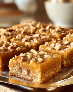 Trisha Yearwood's scrumptious butterscotch bars on a wooden serving board.