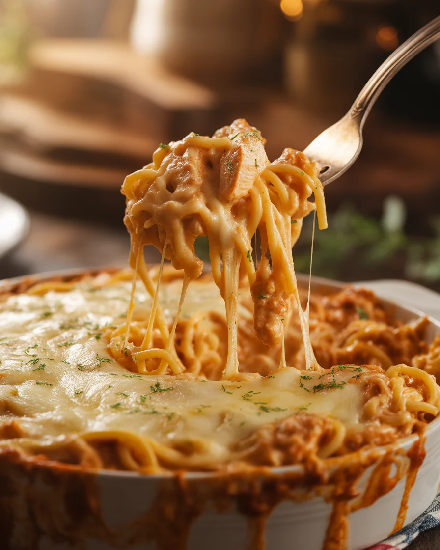 Irresistible Spicy Southern Chicken Spaghetti Casserole
