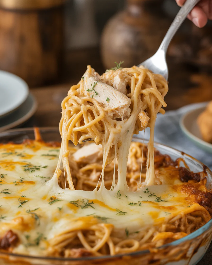 Irresistible Spicy Southern Chicken Spaghetti Casserole