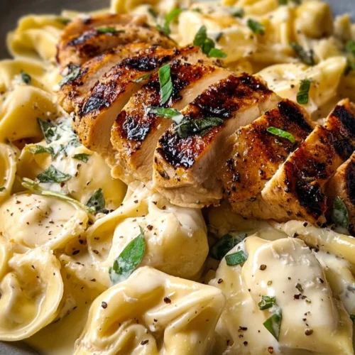 Asiago Tortellini Alfredo with Grilled Chicken