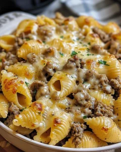 Crockpot Cheesy Ranch Beef Pasta Shells