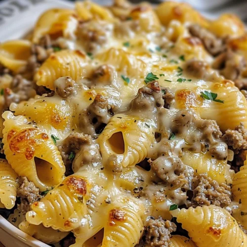 Crockpot Cheesy Ranch Beef Pasta Shells