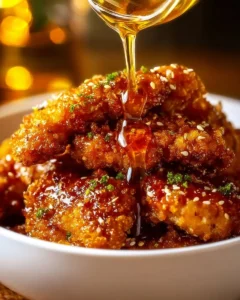 Crispy Air Fryer Honey Garlic Chicken Tenders garnished with green onions