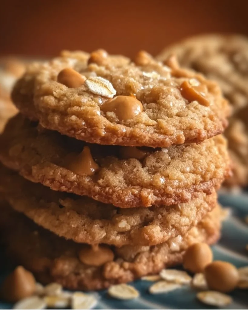 Butterscotch oatmeal cookies on a cooling rack