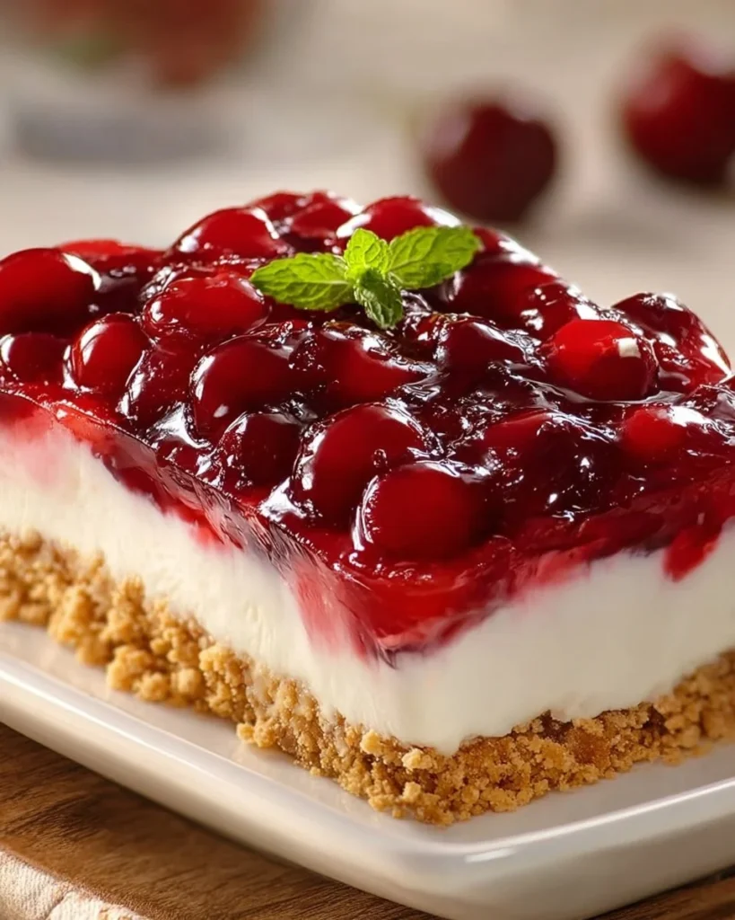 Delicious cherry delights dessert with fresh cherries and whipped cream