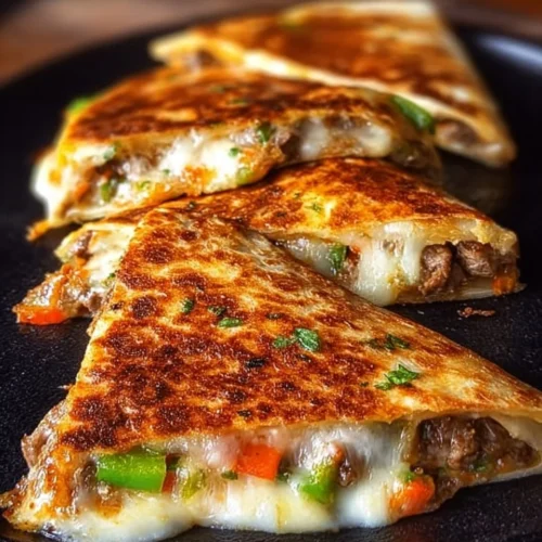 Chipotle Philly Cheesesteak Quesadilla with Honey Chipotle Vinaigrette