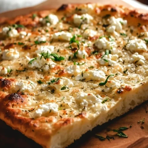 Homemade Cottage Cheese Flatbread served with fresh toppings.