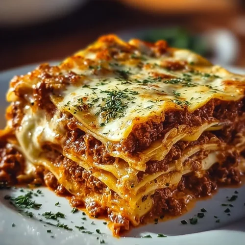 Delicious homemade cottage cheese lasagna with layers of cheese and sauce