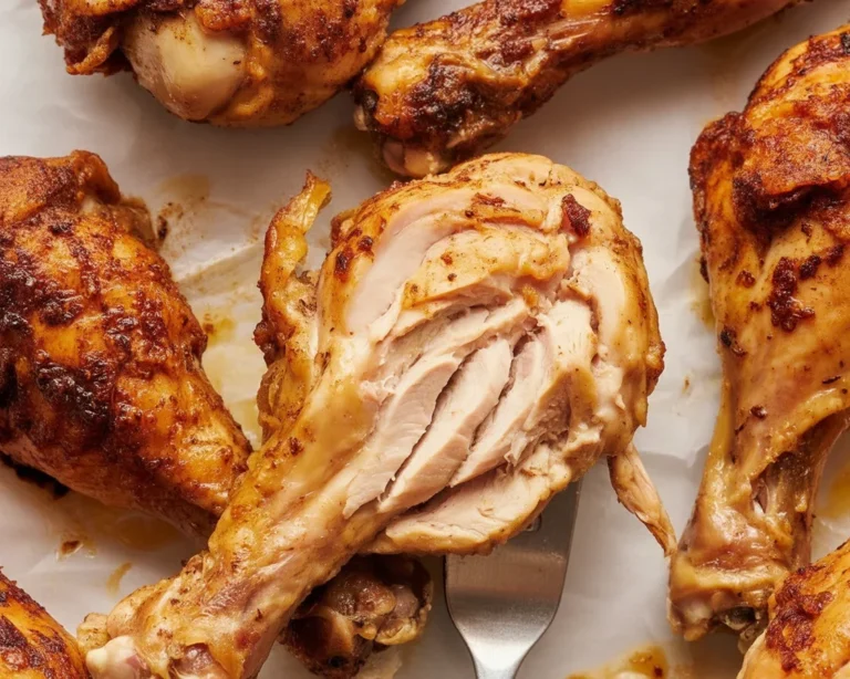 Delicious seasoned crispy chicken drumsticks ready to be served.