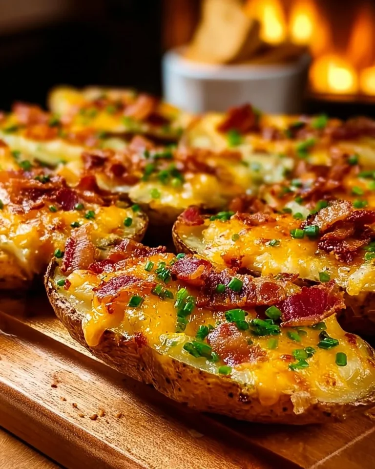 Crispy cheesy baked potato slices on a plate