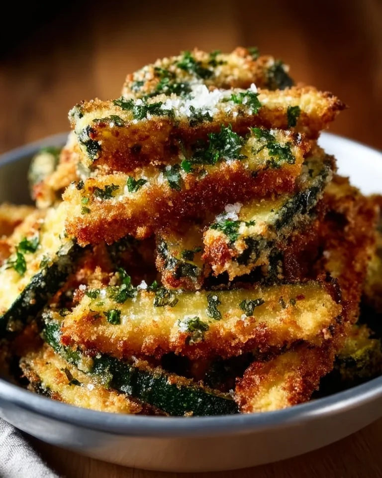 Crispy Parmesan Garlic Zucchini Fries served in a bowl