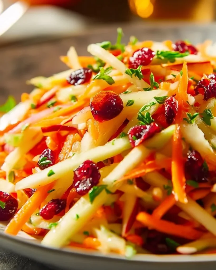 Crunchy apple-carrot salad served with a fresh citrus dressing