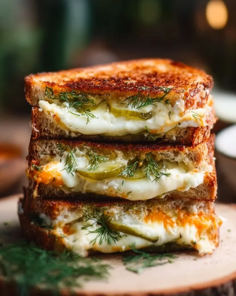 Delicious Dill Pickle Grilled Cheese sandwich on a plate