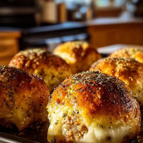 Garlic Parmesan Cheeseburger Bombs served on a plate, showcasing their deliciousness.