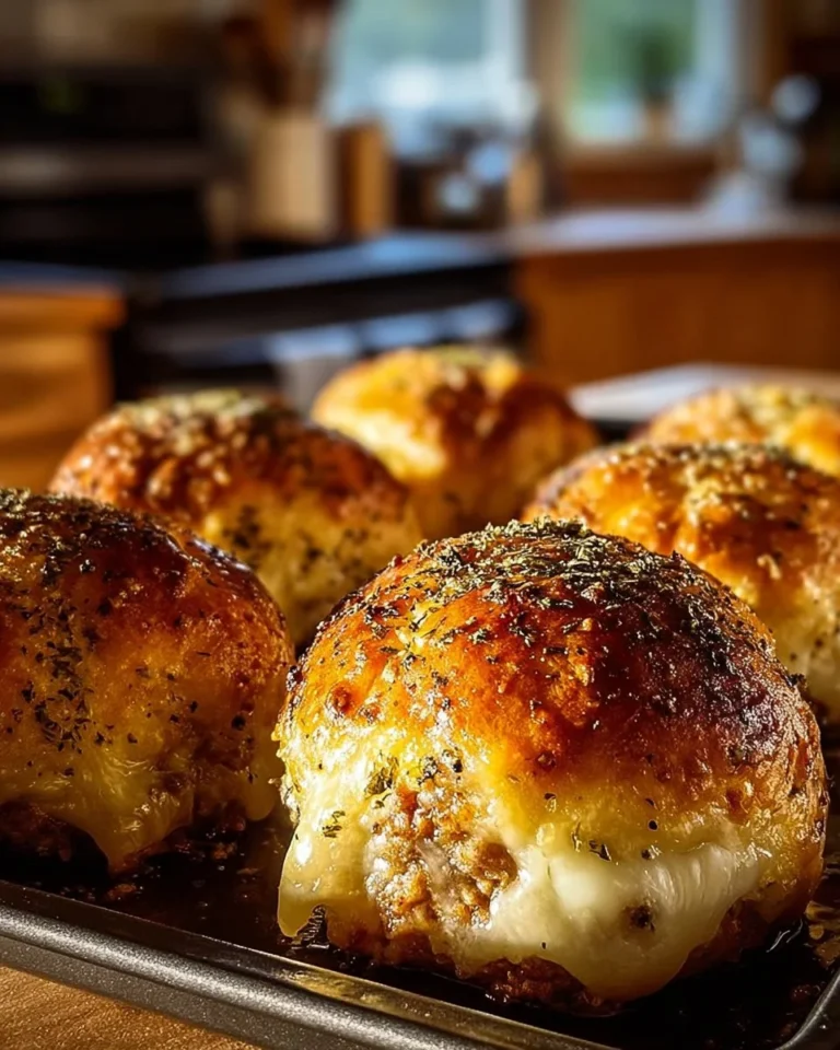 Garlic Parmesan Cheeseburger Bombs served on a plate, showcasing their deliciousness.