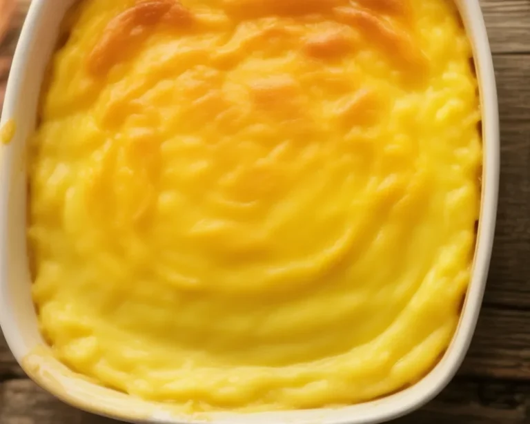 Delicious corn pudding dish made with eggs and creamy corn, perfect for any meal.