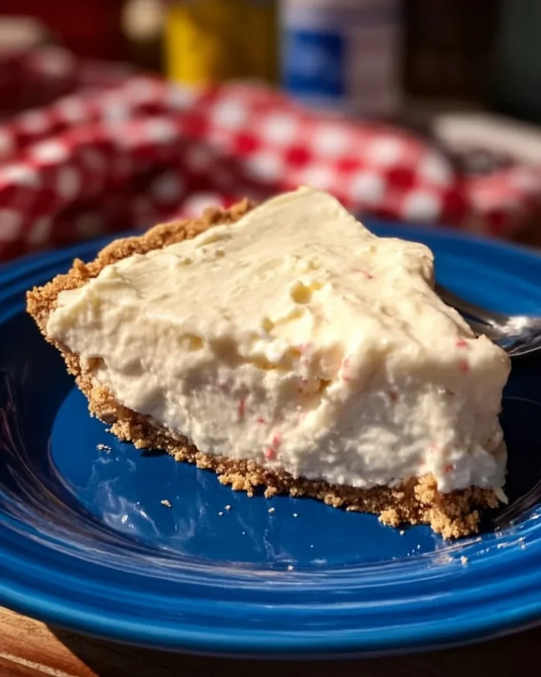 Slice of Granny's Million Dollar Pie on a plate with whipped cream