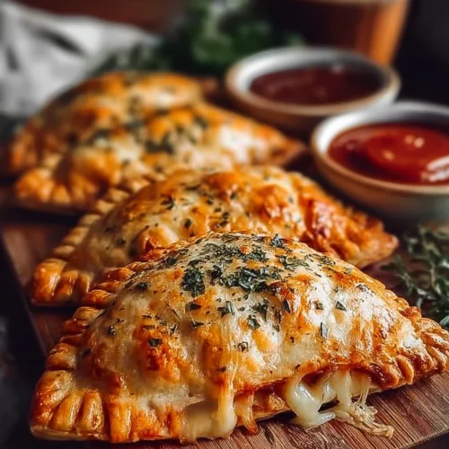 Homemade cheesy pizza pockets filled with gooey cheese and pepperoni