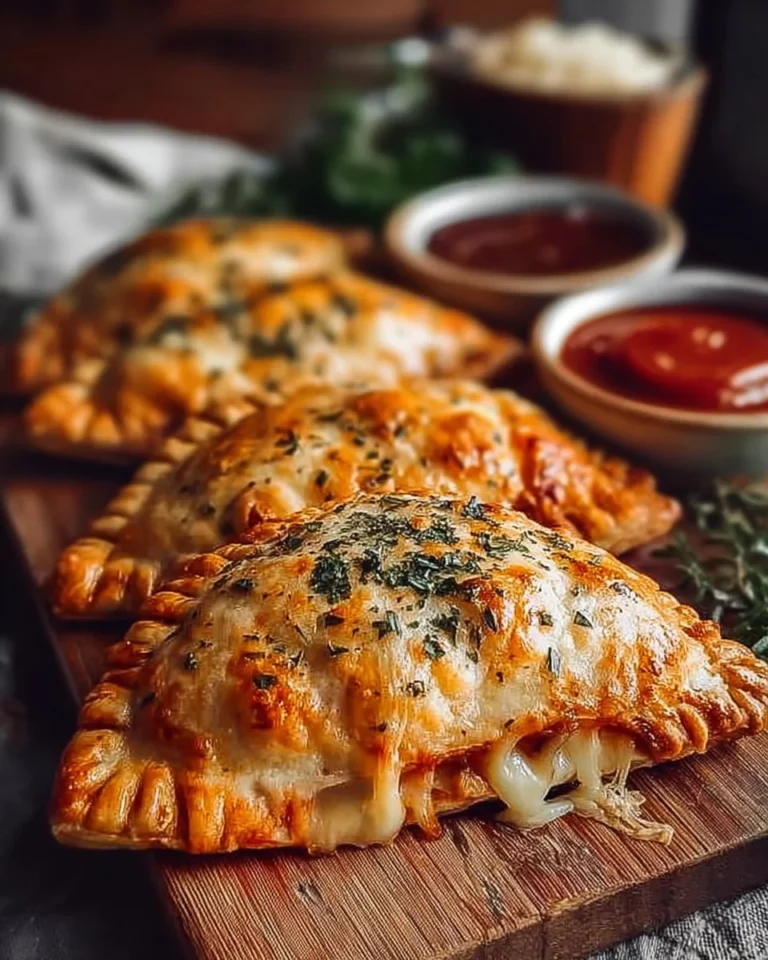 Homemade cheesy pizza pockets filled with gooey cheese and pepperoni