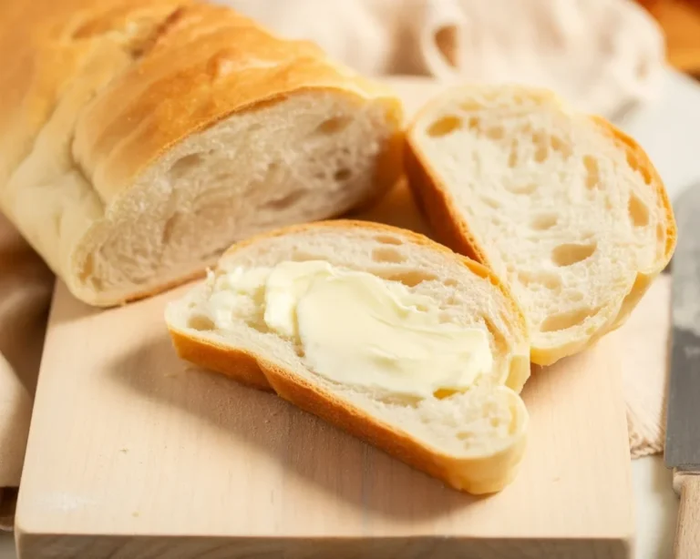 Homemade Italian bread fresh from the oven with a chewy crust and soft inside.