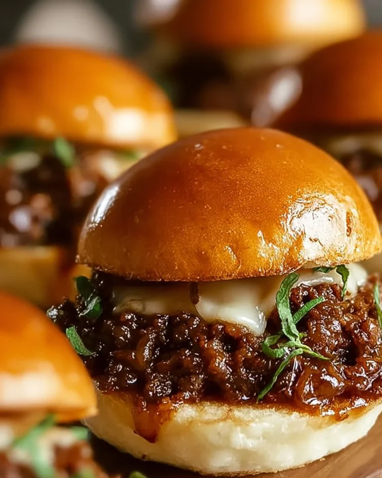 Delicious French Onion Beef Sloppy Joes served on a plate with cheese and onions